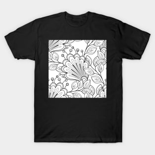 Non Colored Pattern with Floral Motifs T-Shirt